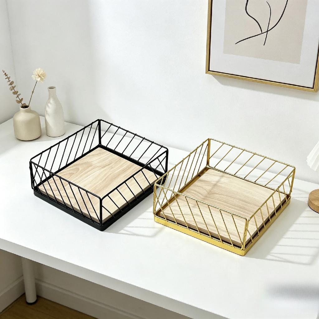 Iron Napkin Holder With Geometric Design For Dining Room And Cafe Decor