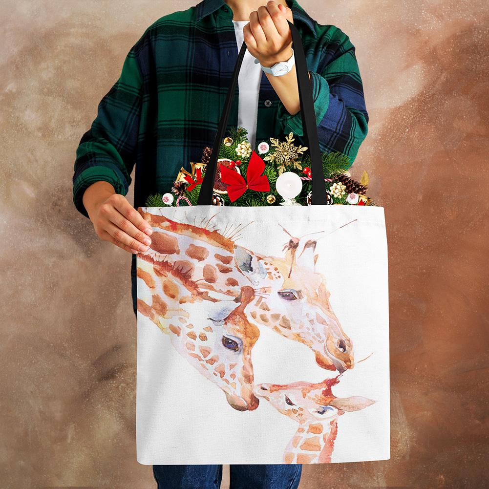 Watercolor Giraffe Deer Print Tote Bags for Women Casual Handbags Shopping Bag Large Capacity