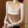 Весенне-летняя базовая рубашка с полувысоким воротом для женщин, облегающего кроя и стильным внутренним топом без рукавов из шелка Ice Silk, шелковый жилет