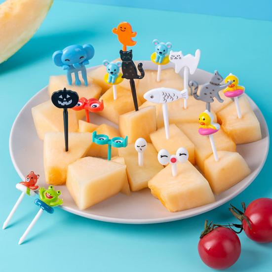 1 Set Fruit Fork Cute Cartoon Non-slip Reusable Easy To Clean Decorative Plastic Snack Cake
