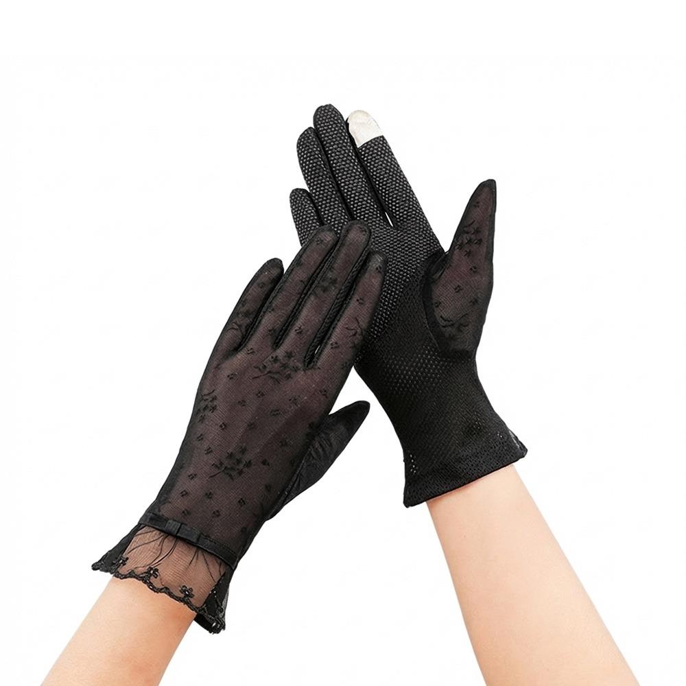 Lace Sunscreen Gloves Thin Touchscreen Gloves Summer Ice Silk Gloves for Women Female Lady