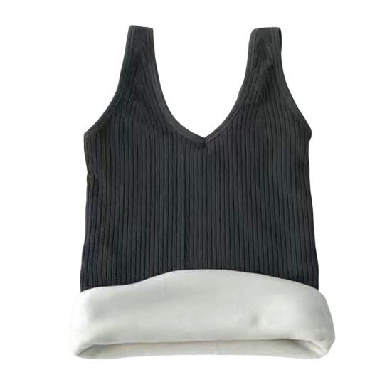 Зимний женский терможилет бесшовный толстый плюшевый быстро фиксирующийся на температуре V-образный вырез облегающий эластичный безрукавный внутренний костюм нижняя майка