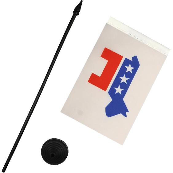 US Democrat Party Table Flag 5'' x 8'' - n democratic Desk Flag 21 x 14 cm - Black plastic stick and base - AZ FLAG