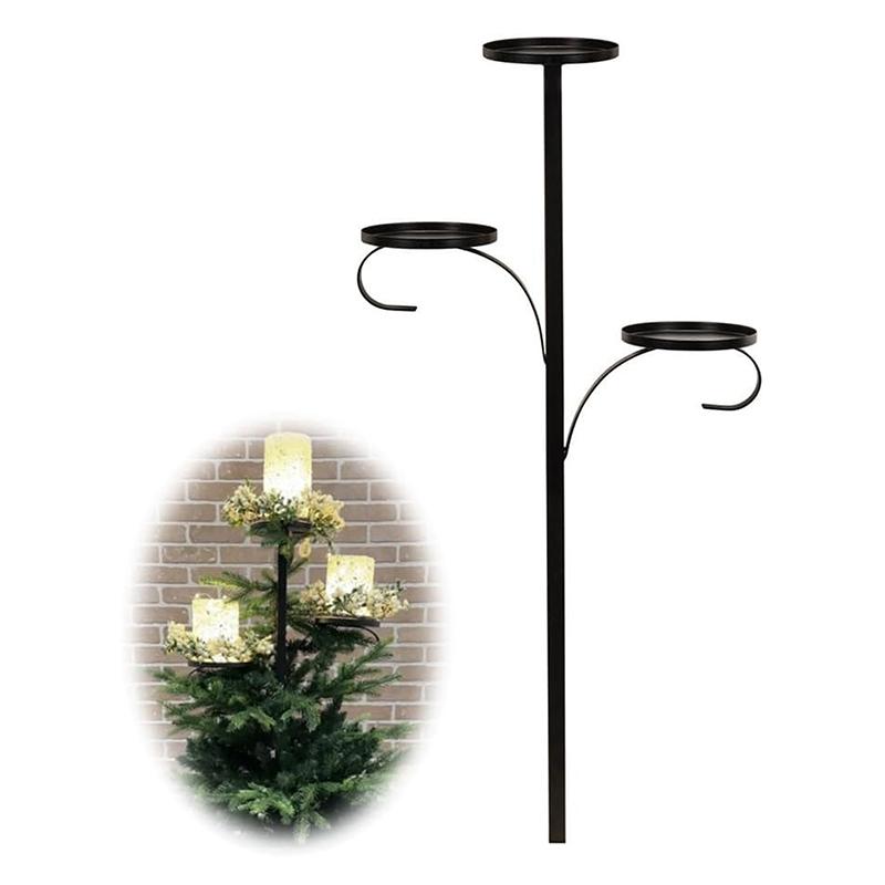 Черная тройная верхушка для елки, подсвечник для елки, рождественская верхушка для канделябра, подсвечник для 3 ярусов