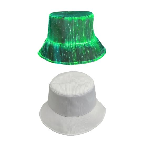 LED Fisherman Hat Neon Rave Bucket Cap 7 Colors Glow In The Dark USB Rechargeable EDM Festival Gear