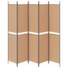 5 Panel Room Divider Beige 250 x 220 cm Fabric