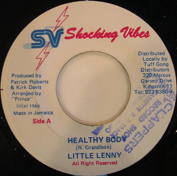 7-дюймовая пластинка LITTLE LENNY Здоровое тело НЕТ Шокирующие вайбы 1989 Ямайка Регги Ска Даб Б/У