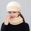 Women Winter Hat Keep Warm Cap Add Fur Lined Hat Scarf Gloves Set Warm Hats Casual Rabbit Winter Knitted Hat