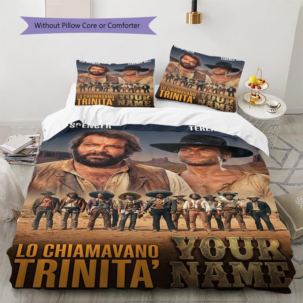 Name Custom Terence Hill and Bud Spencer Pattern Bedding Set Quilt Cover Pillowcase Home Decor Gift (1 * duvet cover + 2 * pillowcase, without core)