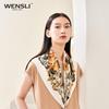 WENSLI 100% Mulberry Silk Scarf Shawl - Crane Chirping In Autumn Color