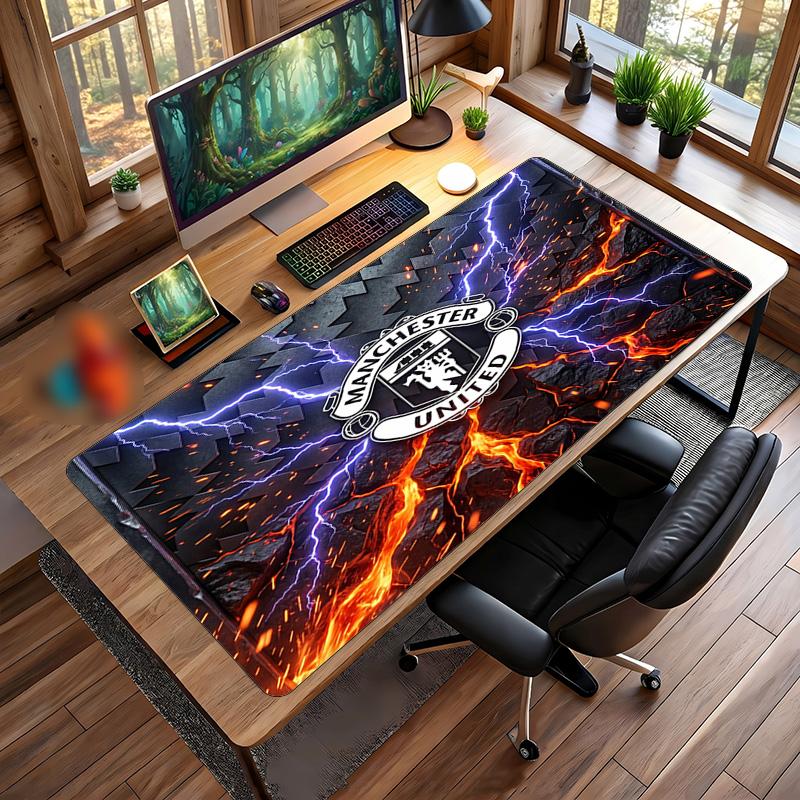 Большой игровой коврик для мыши Manchester United, нескользящий, мягкая резина, для офисного стола, ноутбука, компьютера, Декор