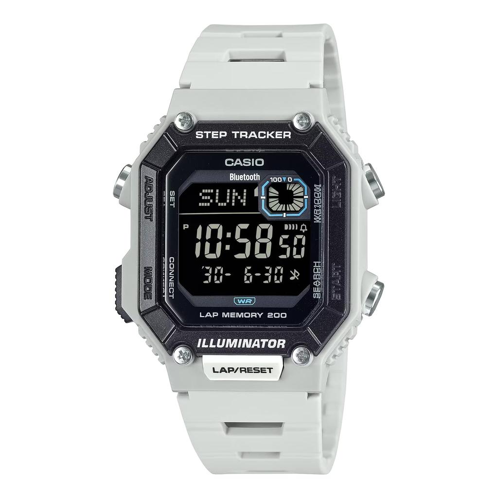 CASIO WS-B1000-8BV Men's Digital Watch, Bluetooth Mobile Link, Step Tracker, Light Gray