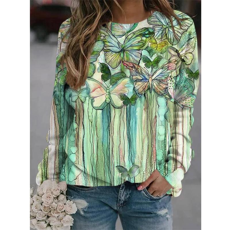 Зимние 3D милые животные бабочки принтованные толстовки женские стрекозы графические пуловеры винтажная осенняя одежда забавная одежда