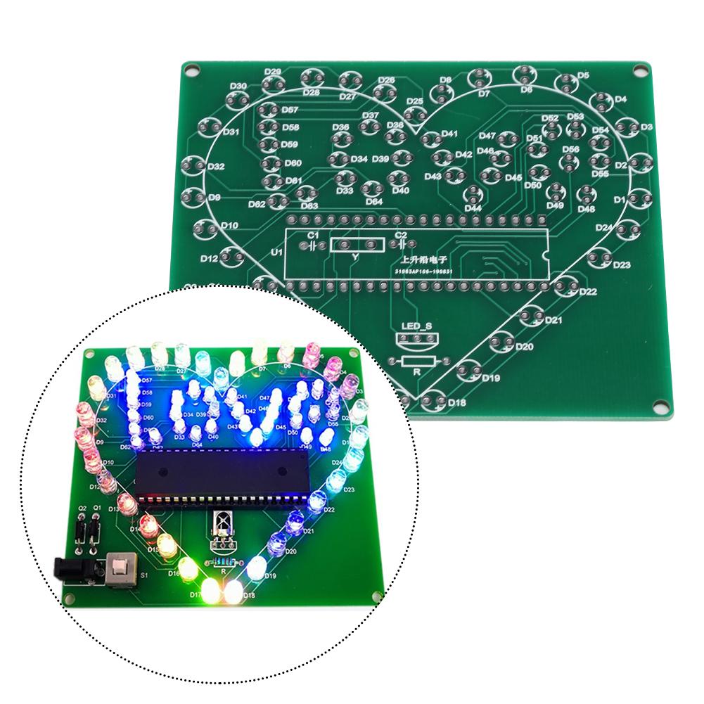 STC51 Single Chip DC4.5-5V Remote Control Heart Shaped LED Light Kit with 2mmTransparent Acrylic