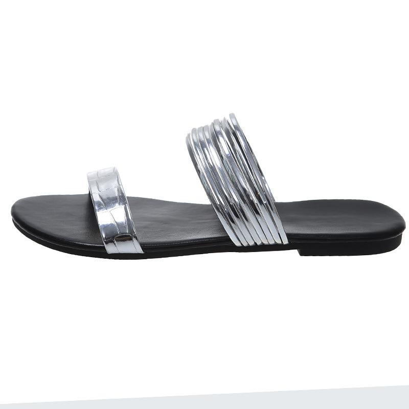 Классные тапочки женская верхняя одежда лето новые квадратные повседневные тапочки с открытым носком тонкие ремешки на плоской подошве