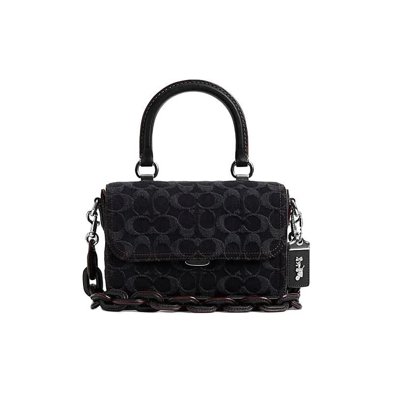 Coach Rogue 22 Classic Monogram Fabric Shoulder Crossbody Bag Small Women bags Black CR694-LHBLK