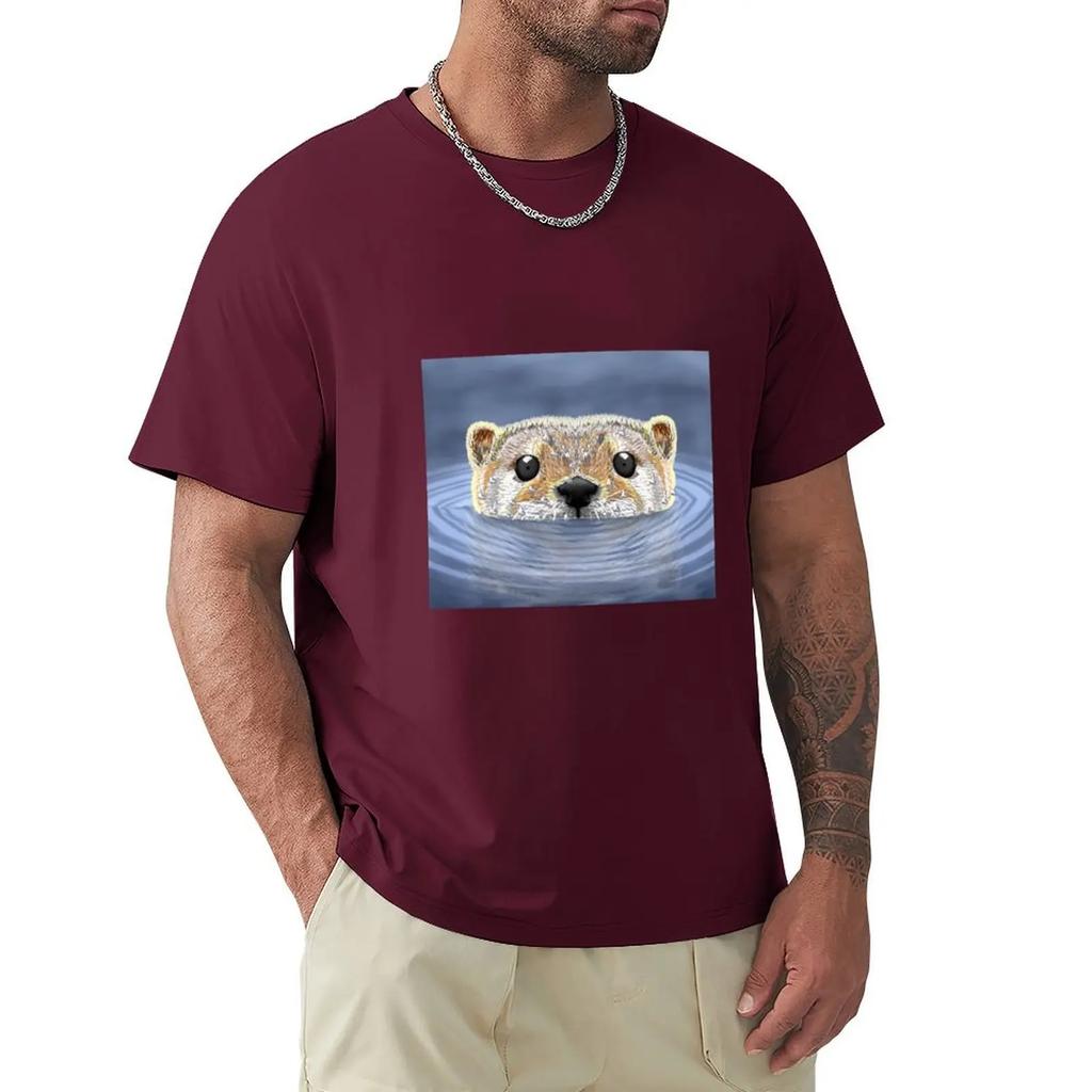 Otter with funny face classic swimming on water T-Shirt sports fans quick drying summer clothes clothing