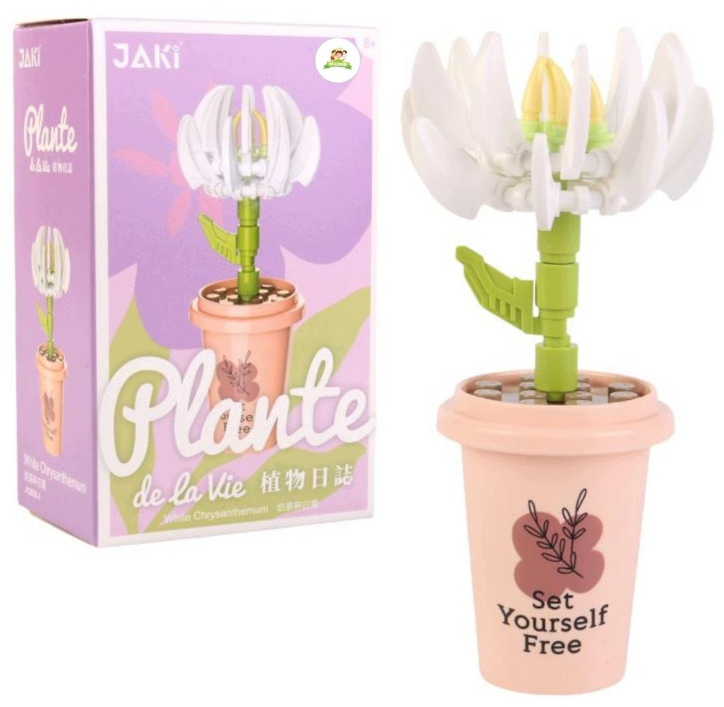 Construction Blocks Flowers Chrysanthemum In Pot Creative Nature Set