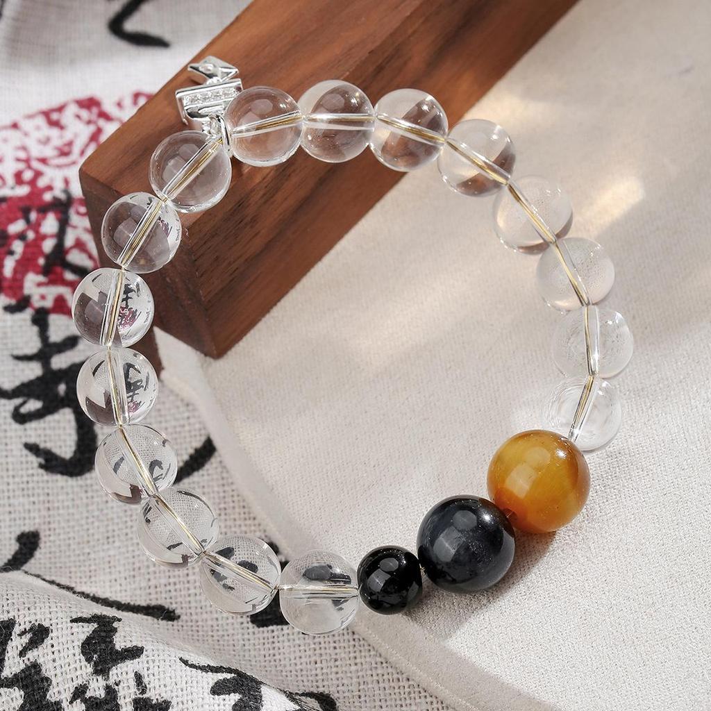 Браслет из белого и синего тигрового глаза Xiaohongshu - Новый китайский стиль, модный аксессуар