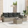 6-Piece Garden Sofa Set with Grey Poly Rattan Cushions, 2-Seater Garden Sofa with Storage & Cushions 3354341