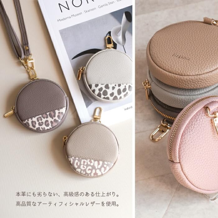 Official Elegante Round Coin Purse for Mini Perfect for Small and and Pale Women, Pouch, Cosmetics, Items, Wallets, Coins, More. Small, Lightweight,
