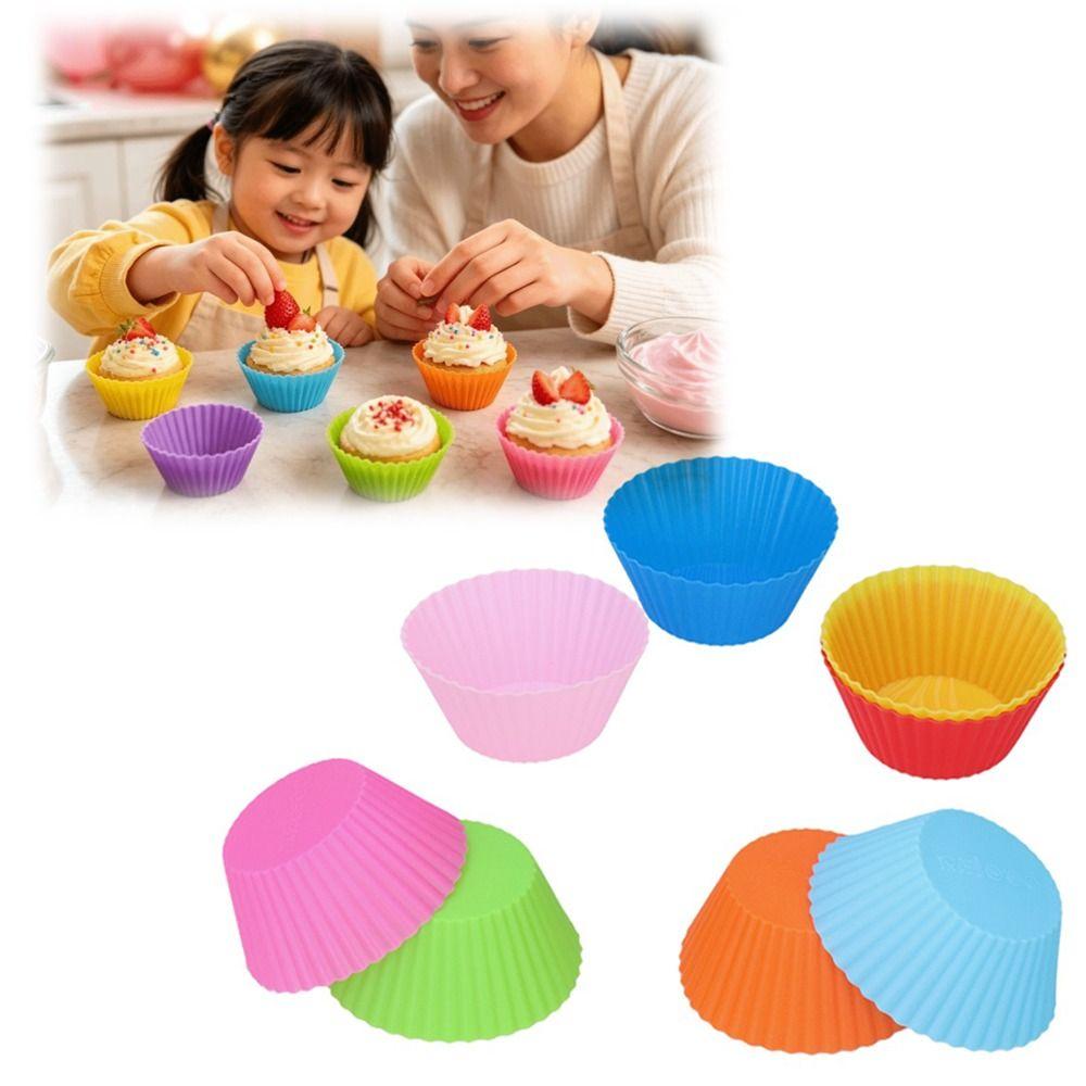 Food Grade Silicone Reusable Cupcake Liners Heat Resistant Muffin Pans Mousse Desserts