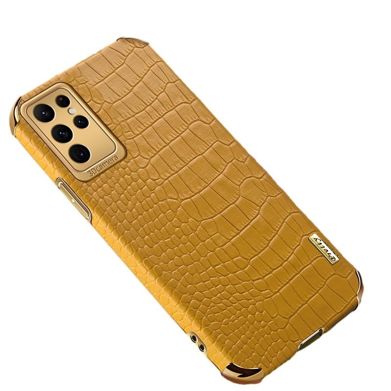 For Samsung Galaxy S23 Ultra Cell Phone Case Electroplating Crocodile Texture Back Cover