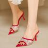 Fashion Women Mesh Sexy High Heels Slippers Women Pointed Toe Dress Shoes Female Summer Fashion Sandals  New Flip Flops Brand Pumps