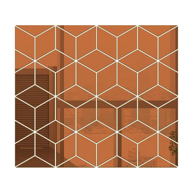 Two-Piece Cross Rhombus Cube DIY Mirror Wall Stickers