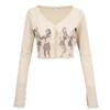 2KWEIRD Y2k Clothes Retro Campus Style Print Slim Long-Sleeved Summer Design Lace Short Cardigan Top Grunge Clothes Ropa Mujer