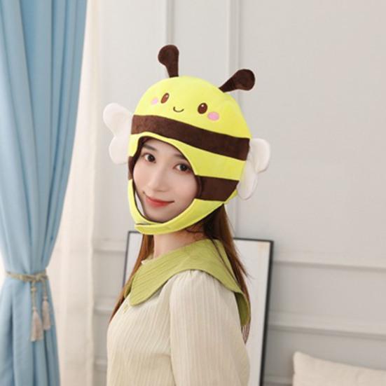 Прекрасная Экспрессия Короткий Тип Желтая Шляпа для Шоу Забавная 3D Шапка Пчелы Животное Плюшевый Головной Убор Костюмные Аксессуары