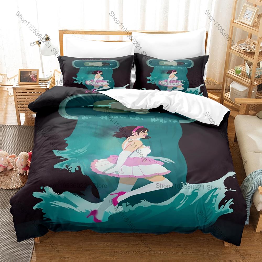 Classic Anime Perfect Blue Duvet Cover + 2 Pillowcases, Art Pattern Soft Bedding Set for Anime Lovers Daily Use