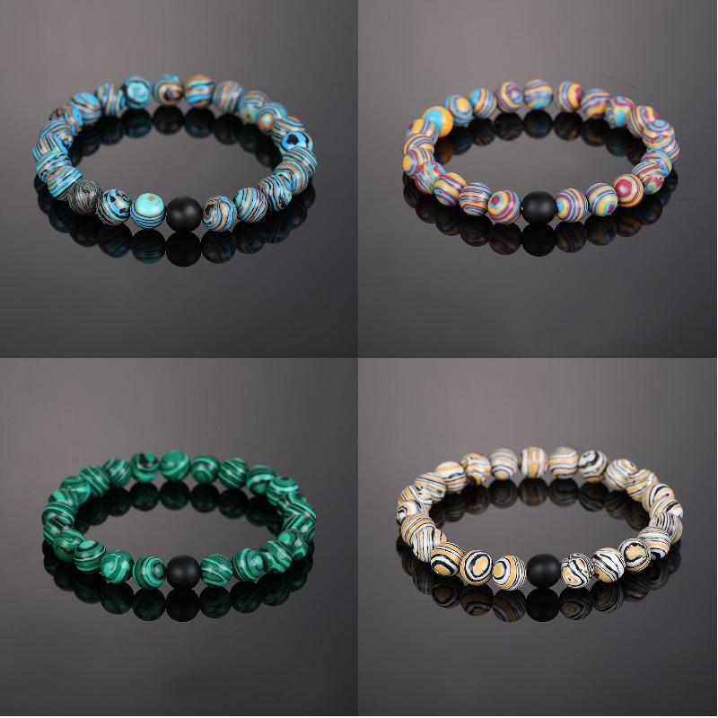 Модный женский браслет из натурального камня, цветной браслет из бисера, эластичные браслеты, энергетическая йога, украшения ручной работы