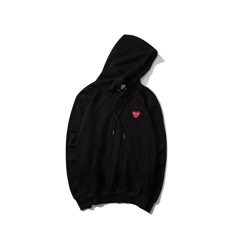 22SS Winter Play Comme Des Garcons Hoodie Fleece Loose Sweatshirt Men Women Couple