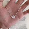 Women's Pink Cubic Flower Unbalanced Chain Necklace
