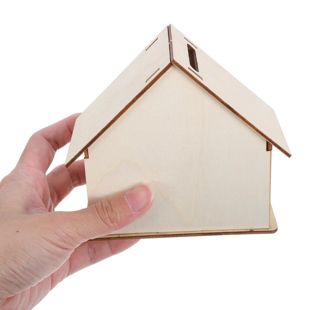 SEWACC Неокрашенный Деревянный Набор для Сборки Копилки DIY Ремесло Ручной Работы Набор для Детей Милая Деревянная Копилка День Рождения Детская Комната Натуральный DIY Рождество 5,