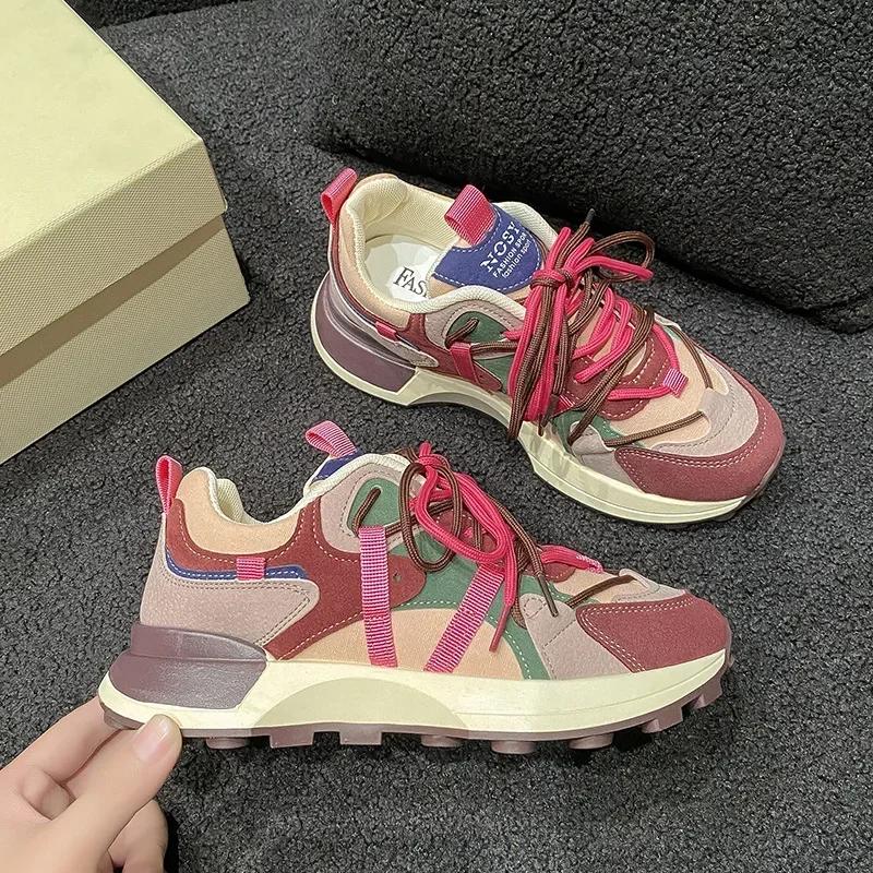 Модная женская спортивная обувь, классические кроссовки, женские дышащие сетчатые кроссовки на шнуровке, осенняя повседневная обувь разных цветов, женская теннисная обувь