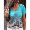 Summer Hot Selling 3D Printed V-neck Short Sleeved T-shirt for Women T-shirt Top