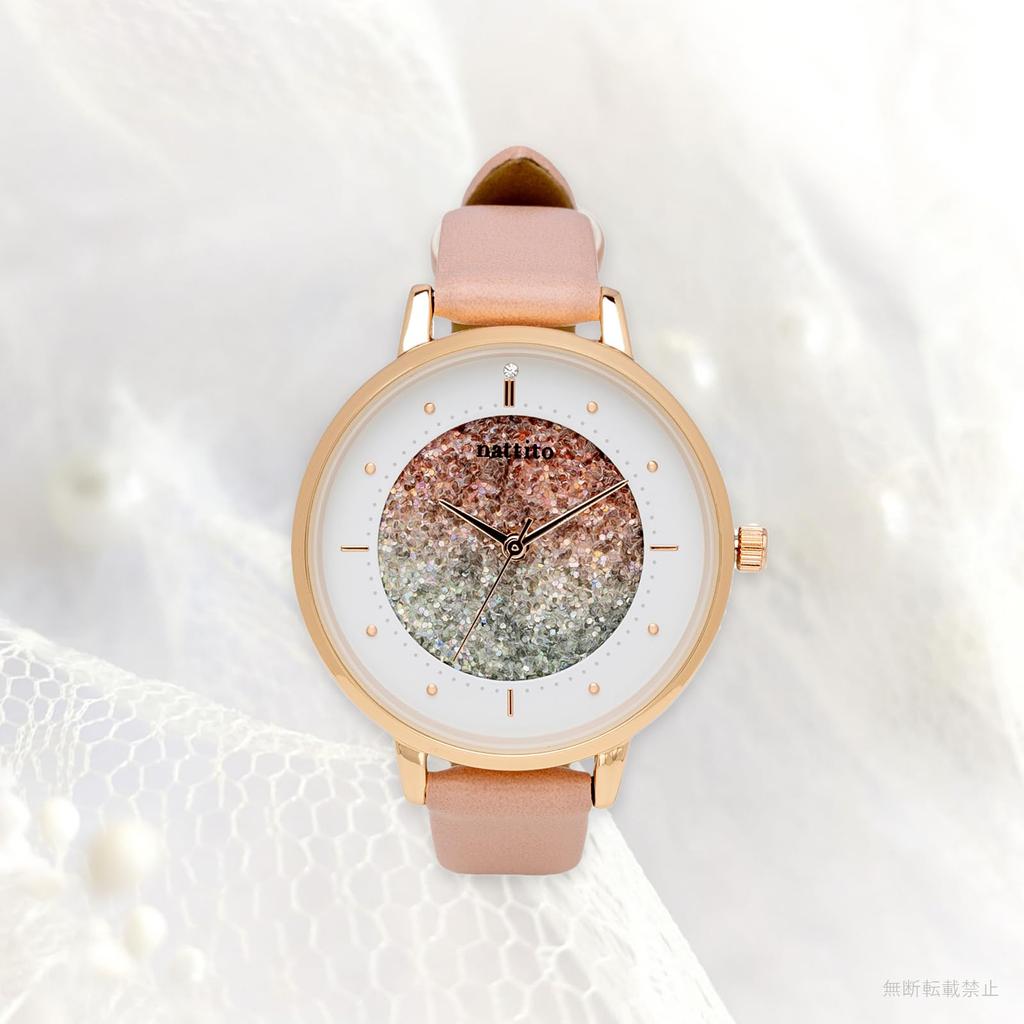 Часы аналоговые кожаный ремешок блестящий циферблат розовый Shannon [Fieldwork] женские ламе ST284-1