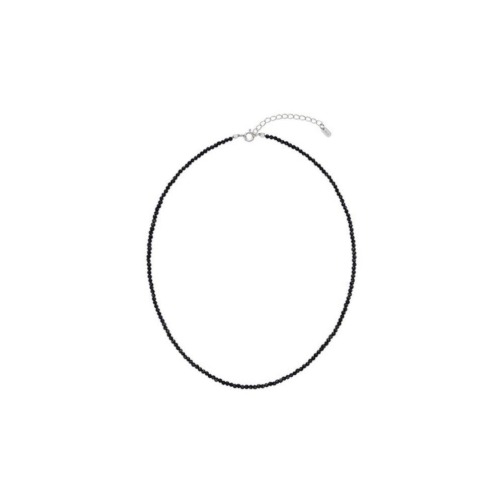 [Silver 925] Black Spinel Gem Necklace (Short Ver.)