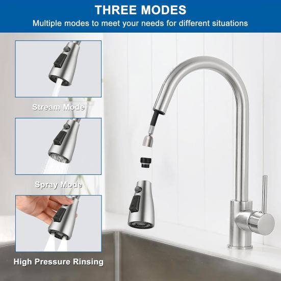 Kitchen Faucet Replacement Spray Head 3 Modes Universal Fit Faucet Nozzle