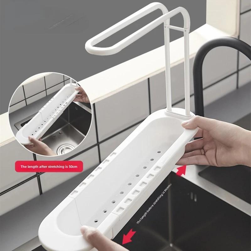 36-50cm Telescopic Shelf Drain Water Rack Sinks Organizer Soap Sponge Towel Holder Kitchen Gadgets Storage Basket Accessories