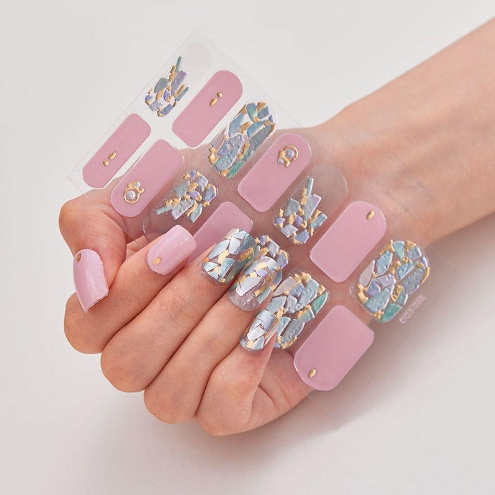 1 лист/14 шт. полоски гелевые наклейки для ногтей Bling Gel Полные обертывания для ногтей DIY Изготовление ногтей