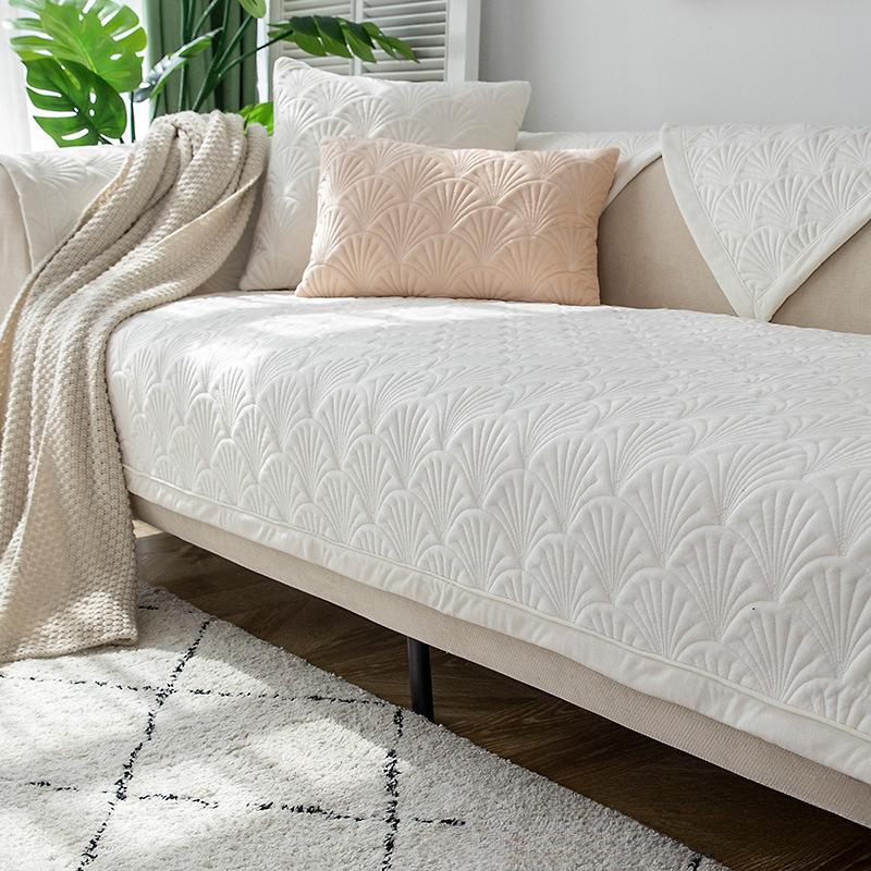 Универсальная нескользящая зимняя плюшевая утолщенная однотонная подушка для дивана на четыре сезона, простой скандинавский простой чехол для дивана, чехол