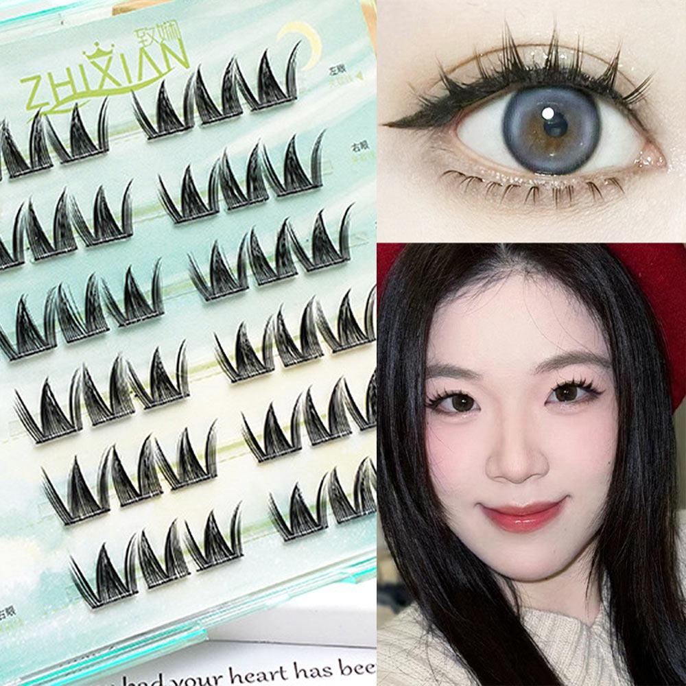 Glue Free Manga Lashes With Jelly Glue Strips 3D False Eyelashes Cat Elf Eyelashes Party Supplies