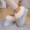 2024 New Silver Sequin Snow Boots for Women Fashion Faux Fur Platform Ankle Boots Woman Non Slip Thick Plush Winter Botas Mujer