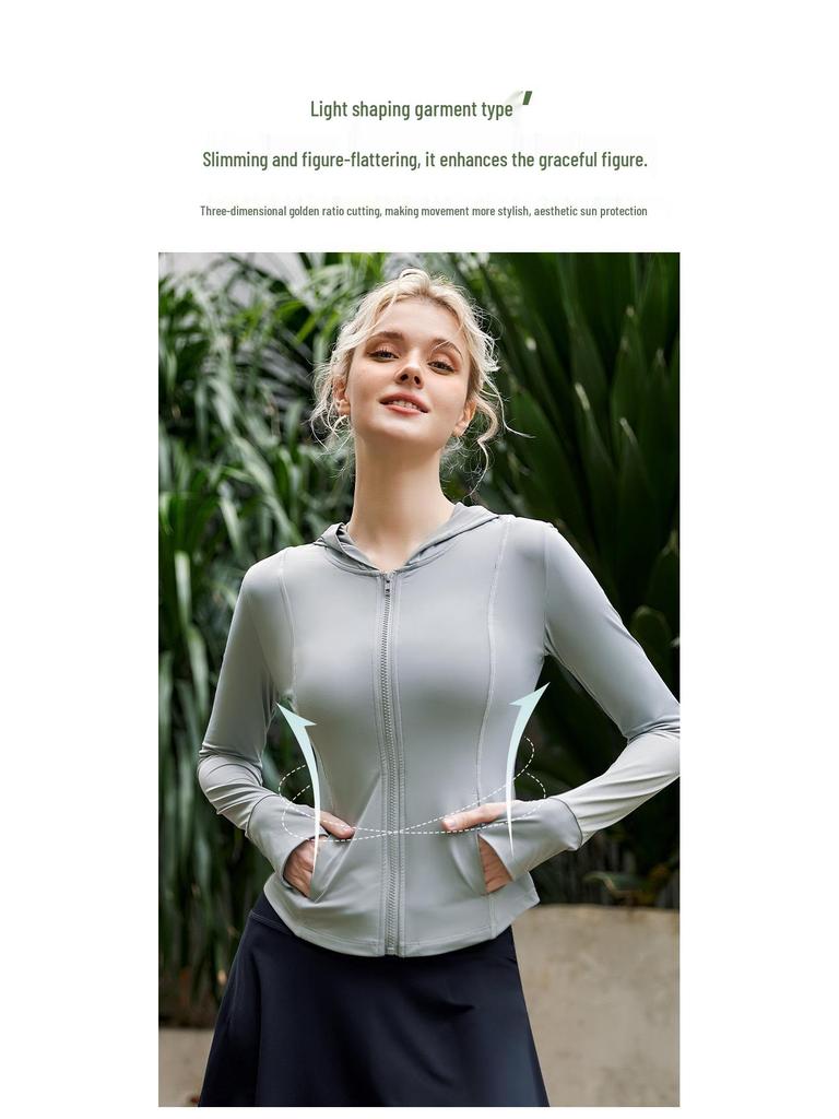 Женская солнцезащитная куртка с капюшоном из ледяного шелка UPF50+ - Летний спортивный уличный топ с защитой от УФ-лучей