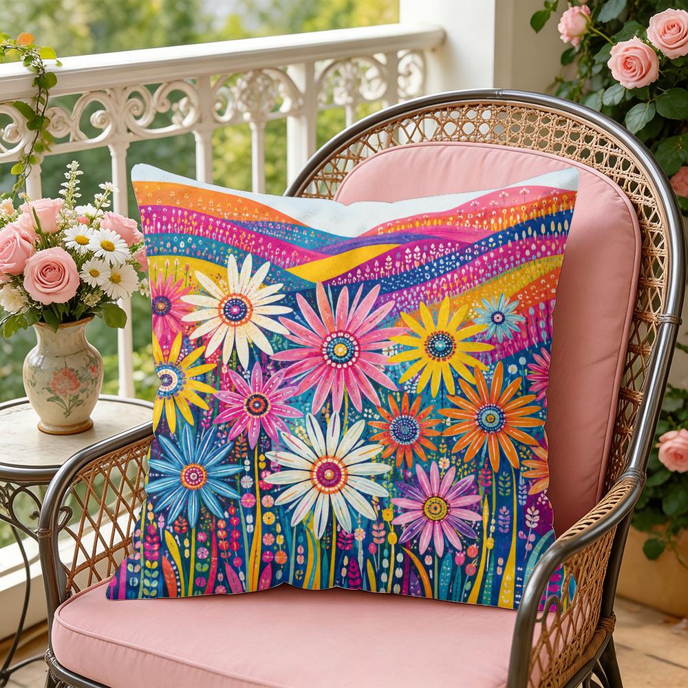 Colorful Floral Pattern Cushion Cover Soft Plush Throw Pillow Cover DoubleSided Decorative Cushion Case Sofa Bedroom Home Decor