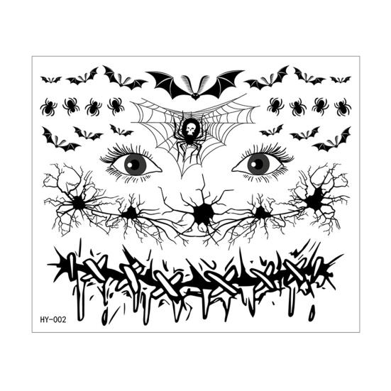 Наклейка на лицо с татуировками на Хэллоуин, светящаяся в темноте 3D-набор для макияжа ведьмы-зомби, водонепроницаемые съемные временные наклейки для татуировки ко Дню мертвых