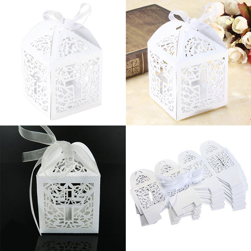 10/50/100 шт. Подарочные коробки для конфет в форме креста на свадьбу с лентой